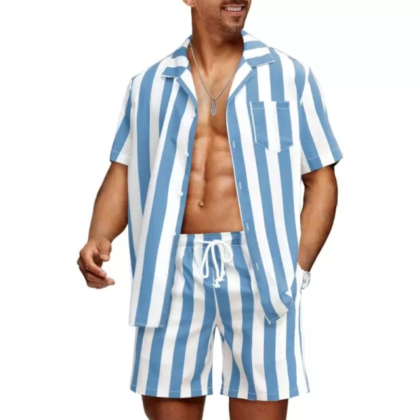 JMIERR Men Hawaiian Matching Set, Casual Summer Beach 2 Piece Outfits Button Down Short Sleeve Shirts and Shorts