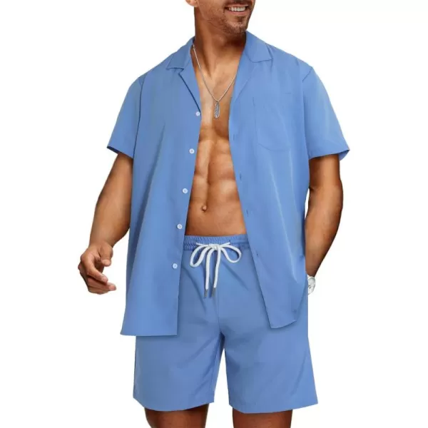 JMIERR Men Hawaiian Matching Set, Casual Summer Beach 2 Piece Outfits Button Down Short Sleeve Shirts and Shorts