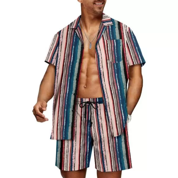 JMIERR Men Hawaiian Matching Set, Casual Summer Beach 2 Piece Outfits Button Down Short Sleeve Shirts and Shorts