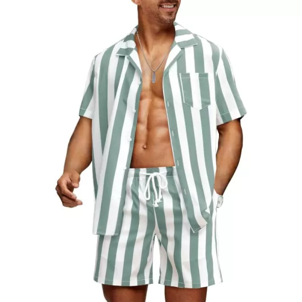 JMIERR Men Hawaiian Matching Set, Casual Summer Beach 2 Piece Outfits Button Down Short Sleeve Shirts and Shorts