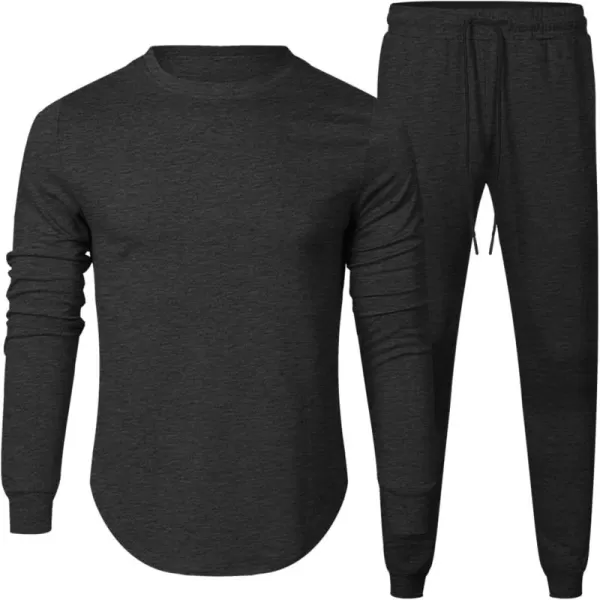 JMIERR Men's 2 Piece Outfits Solid Color Cotton Pullover Sweatshirt Tracksuit &amp; Joggers Sweatpants Sweatsuit Set