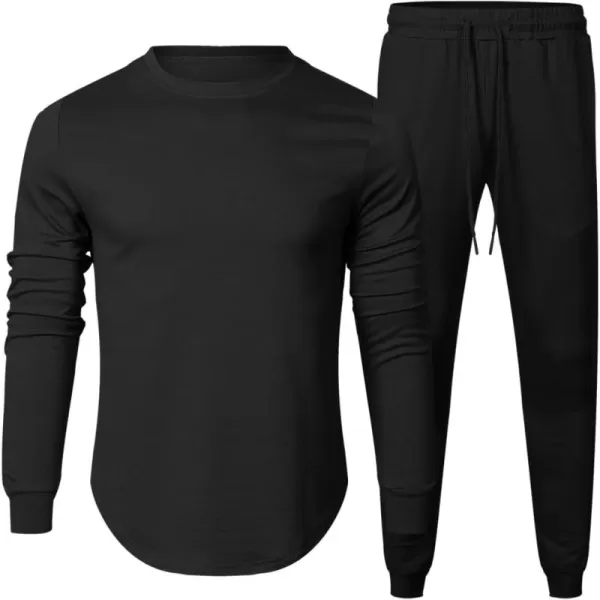 JMIERR Men's 2 Piece Outfits Solid Color Cotton Pullover Sweatshirt Tracksuit &amp; Joggers Sweatpants Sweatsuit Set