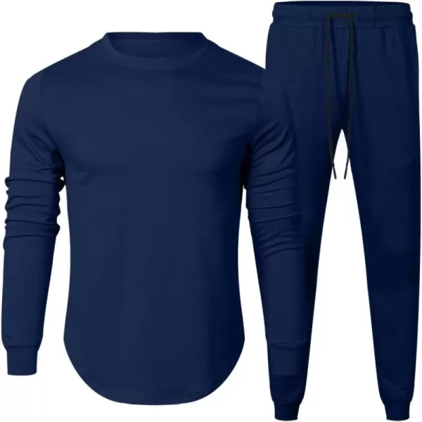 JMIERR Men's 2 Piece Outfits Solid Color Cotton Pullover Sweatshirt Tracksuit &amp; Joggers Sweatpants Sweatsuit Set