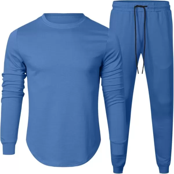 JMIERR Men's 2 Piece Outfits Solid Color Cotton Pullover Sweatshirt Tracksuit &amp; Joggers Sweatpants Sweatsuit Set
