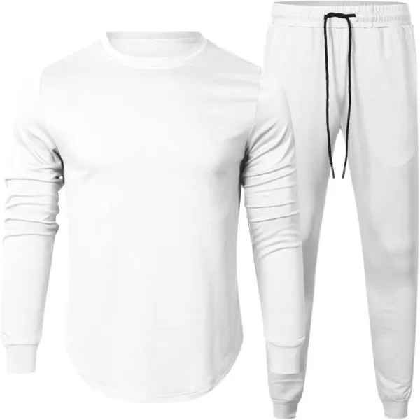 JMIERR Men's 2 Piece Outfits Solid Color Cotton Pullover Sweatshirt Tracksuit &amp; Joggers Sweatpants Sweatsuit Set