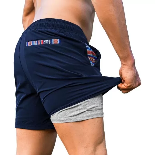 JMIERR Mens 2 in 1 Hybrid Shorts Summer Quick Dry Beach Stretch Waist Running Athletic Gym Short with Compression Liner