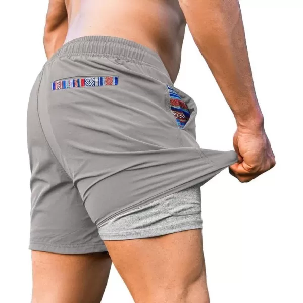 JMIERR Mens 2 in 1 Hybrid Shorts Summer Quick Dry Beach Stretch Waist Running Athletic Gym Short with Compression Liner