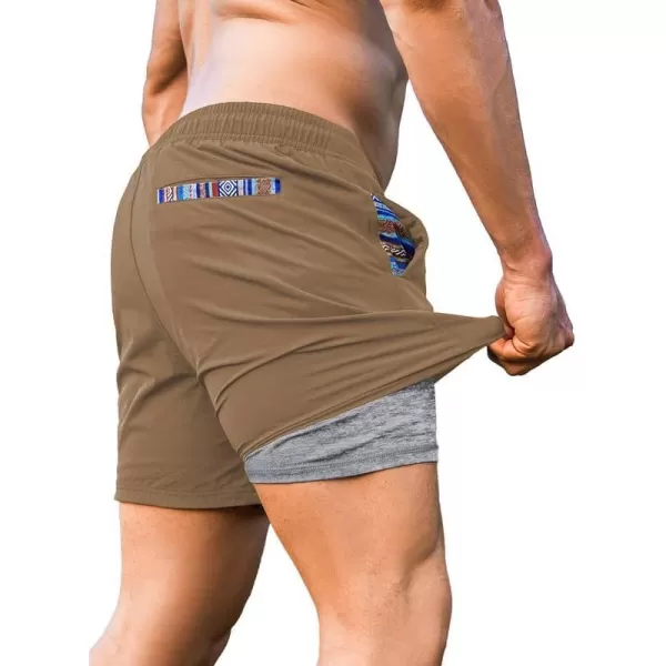JMIERR Men's 2 in 1 Hybrid Shorts Summer Quick Dry Running Athletic Stretch Gym Beach Short with Compression Liner