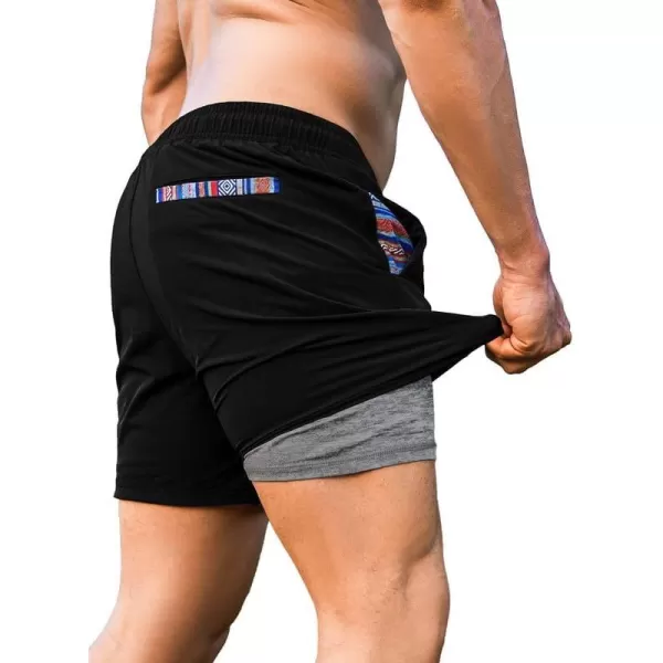 JMIERR Men's 2 in 1 Hybrid Shorts Summer Quick Dry Running Athletic Stretch Gym Beach Short with Compression Liner