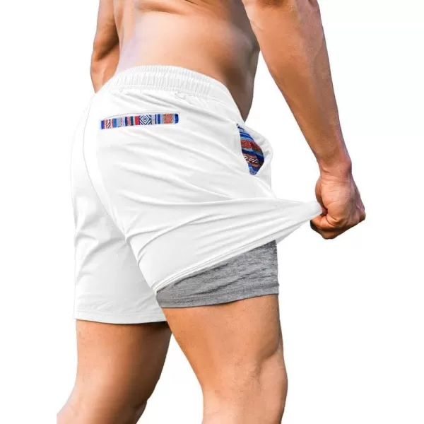 JMIERR Men's 2 in 1 Hybrid Shorts Summer Quick Dry Running Athletic Stretch Gym Beach Short with Compression Liner