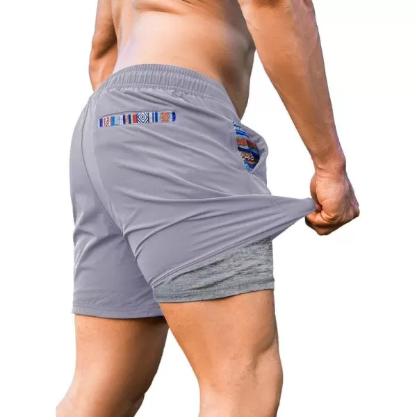 JMIERR Men's 2 in 1 Hybrid Shorts Summer Quick Dry Running Athletic Stretch Gym Beach Short with Compression Liner