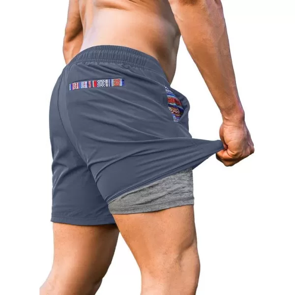 JMIERR Men's 2 in 1 Hybrid Shorts Summer Quick Dry Running Athletic Stretch Gym Beach Short with Compression Liner