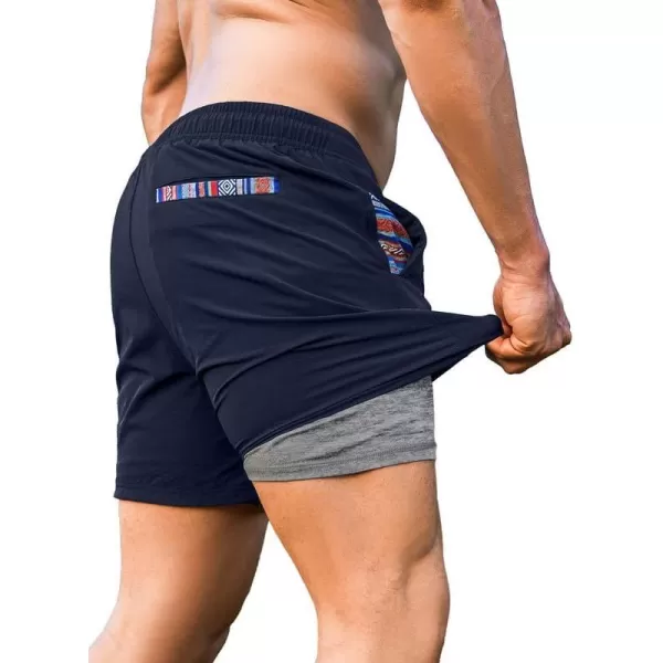 JMIERR Men's 2 in 1 Hybrid Shorts Summer Quick Dry Running Athletic Stretch Gym Beach Short with Compression Liner