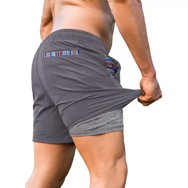 JMIERR Men's 2 in 1 Hybrid Shorts Summer Quick Dry Running Athletic Stretch Gym Beach Short with Compression Liner