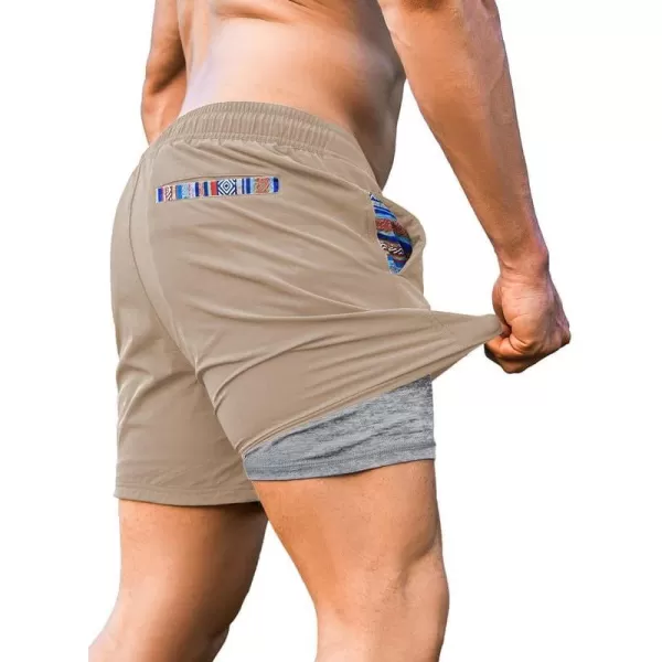 JMIERR Men's 2 in 1 Hybrid Shorts Summer Quick Dry Running Athletic Stretch Gym Beach Short with Compression Liner
