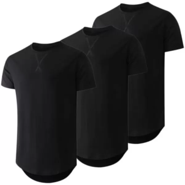JMIERR Mens 3 Pack Cotton Hipster Hip Hop Longline Crewneck T-Shirt