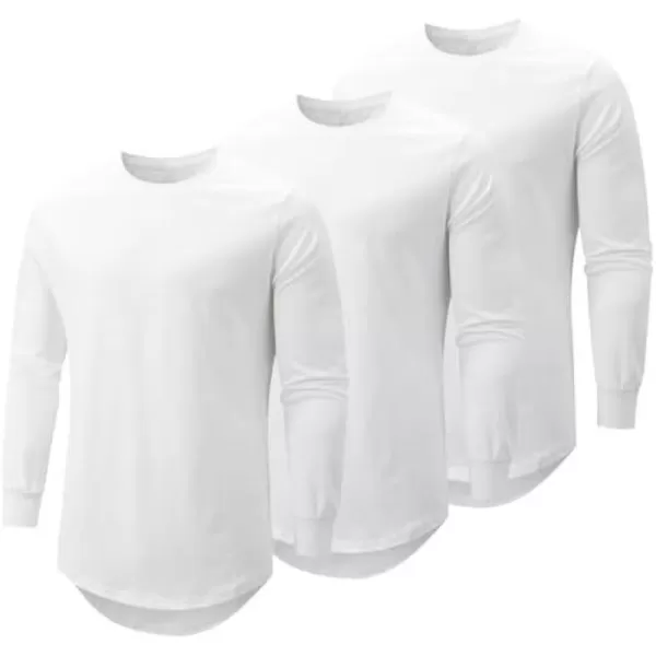 JMIERR Mens 3 Pack Cotton Hipster Hip Hop Longline Crewneck T-Shirt