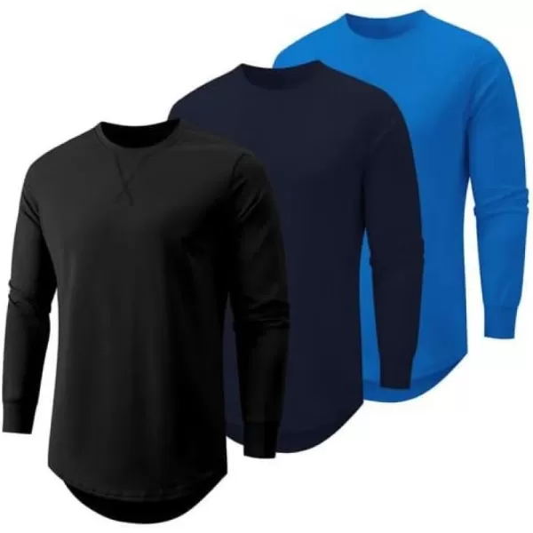 JMIERR Mens 3 Pack Cotton Hipster Hip Hop Longline Crewneck T-Shirt