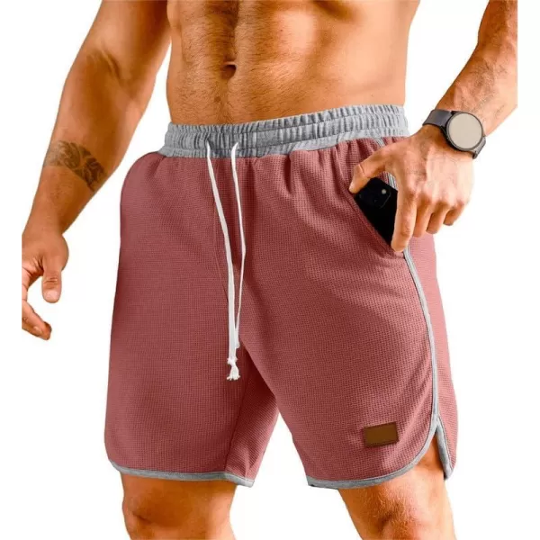 JMIERR Mens Athletic Shorts Casual Elastic Waist Drawstring Stretch Short Waffle Beach Running Shorts Workout Sweat Gym Short