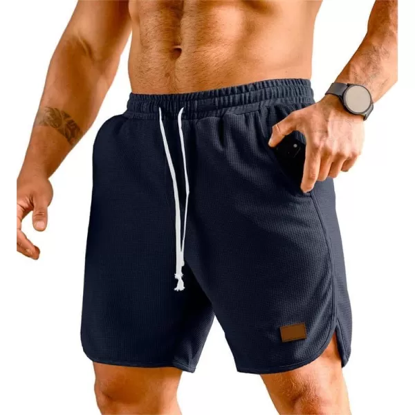 JMIERR Mens Athletic Shorts Casual Elastic Waist Drawstring Stretch Short Waffle Beach Running Shorts Workout Sweat Gym Short
