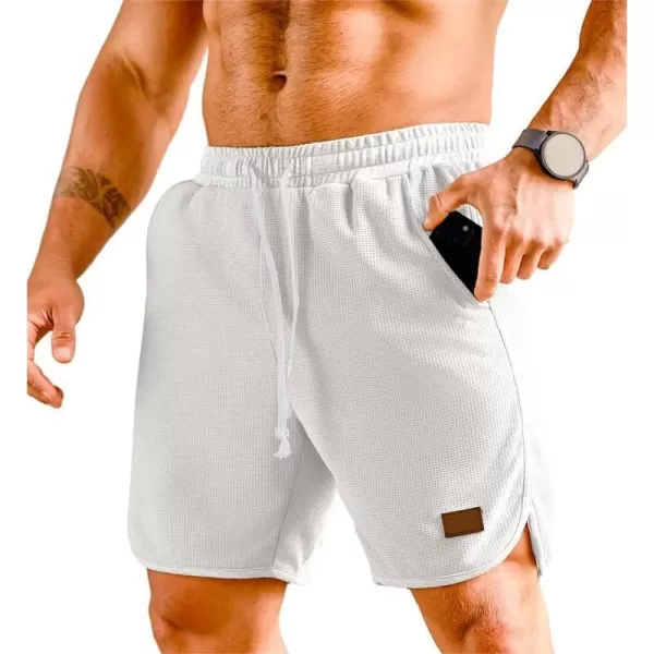 JMIERR Mens Athletic Shorts Casual Elastic Waist Drawstring Stretch Short Waffle Beach Running Shorts Workout Sweat Gym Short