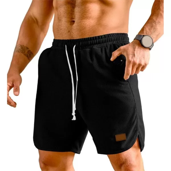 JMIERR Mens Athletic Shorts Casual Elastic Waist Drawstring Stretch Short Waffle Beach Running Shorts Workout Sweat Gym Short