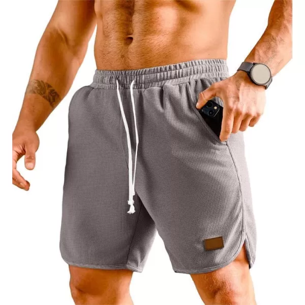 JMIERR Mens Athletic Shorts Casual Elastic Waist Drawstring Stretch Short Waffle Beach Running Shorts Workout Sweat Gym Short