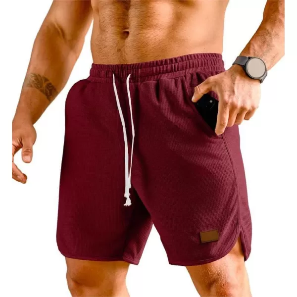 JMIERR Mens Athletic Shorts Casual Elastic Waist Drawstring Stretch Short Waffle Beach Running Shorts Workout Sweat Gym Short