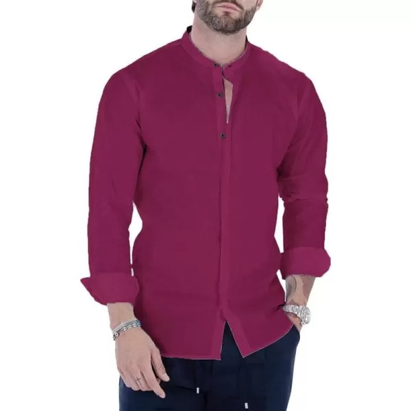 JMIERR Men's Banded Collar Slim Fit Long Sleeve Casual Button Down Dress Shirts