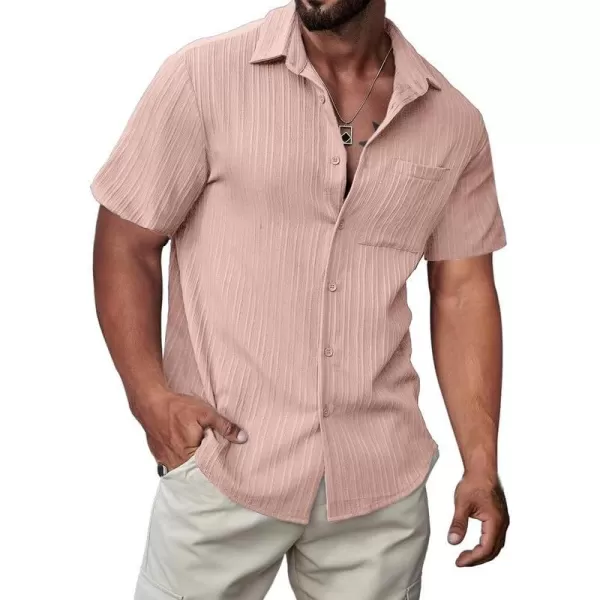 JMIERR Men's Button Down Shirts Textured Short Sleeve Casual Summer Hawaiian Beach Shirt with Pocket