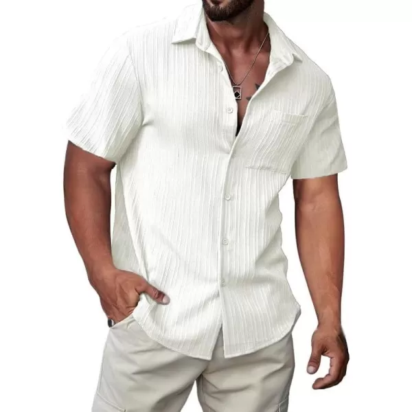 JMIERR Men's Button Down Shirts Textured Short Sleeve Casual Summer Hawaiian Beach Shirt with Pocket