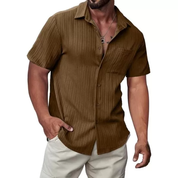 JMIERR Men's Button Down Shirts Textured Short Sleeve Casual Summer Hawaiian Beach Shirt with Pocket