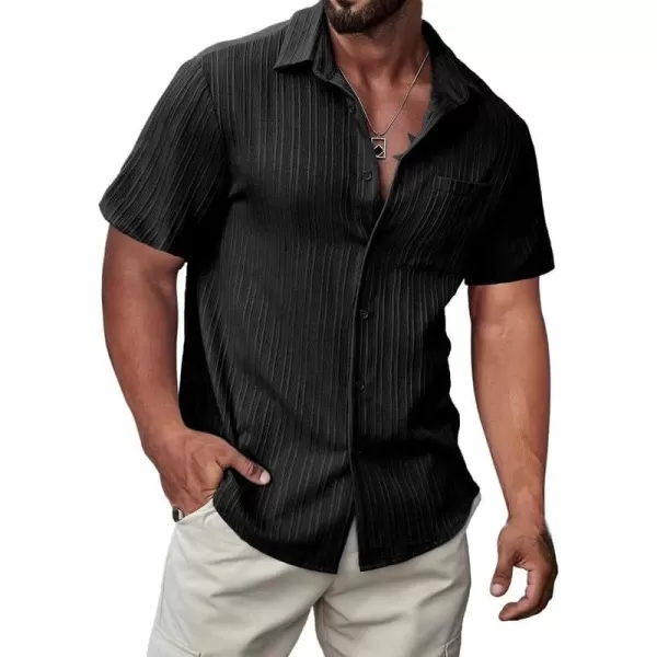 JMIERR Men's Button Down Shirts Textured Short Sleeve Casual Summer Hawaiian Beach Shirt with Pocket