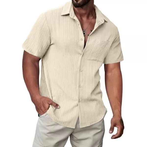 JMIERR Men's Button Down Shirts Textured Short Sleeve Casual Summer Hawaiian Beach Shirt with Pocket