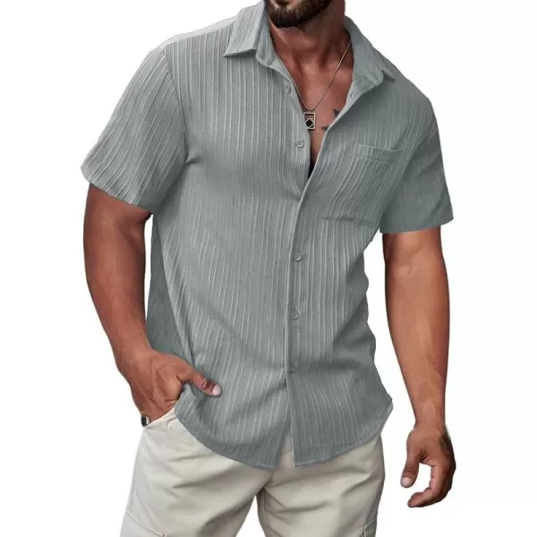 JMIERR Men's Button Down Shirts Textured Short Sleeve Casual Summer Hawaiian Beach Shirt with Pocket