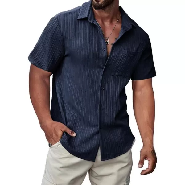 JMIERR Men's Button Down Shirts Textured Short Sleeve Casual Summer Hawaiian Beach Shirt with Pocket