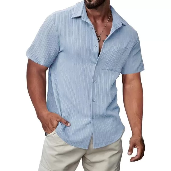 JMIERR Men's Button Down Shirts Textured Short Sleeve Casual Summer Hawaiian Beach Shirt with Pocket