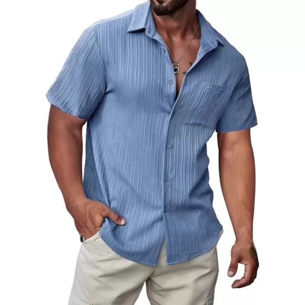 JMIERR Men's Button Down Shirts Textured Short Sleeve Casual Summer Hawaiian Beach Shirt with Pocket