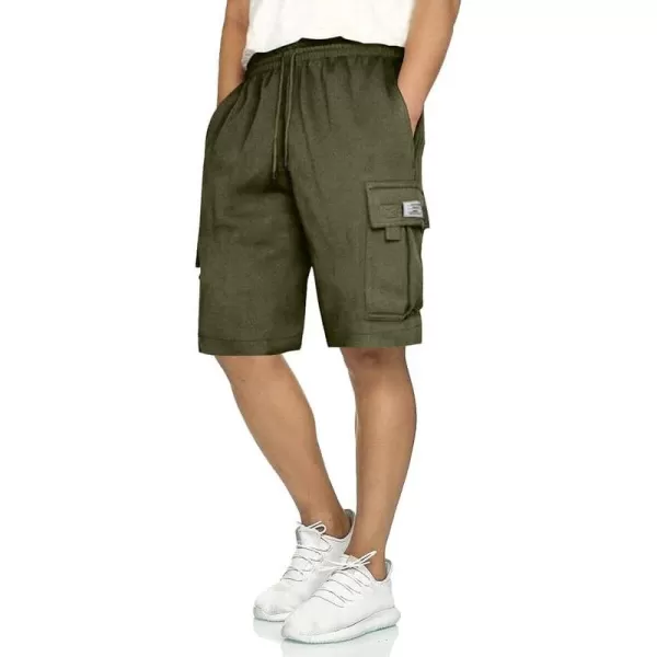 JMIERR Mens Cargo Sweat Shorts - Casual Drawstring Elastic Waist Cotton Athletic Workout Gym Jogger Shorts with 5 Pockets