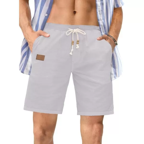 JMIERR Mens Casual 5"/ 7" Cotton Linen Shorts - Elastic Waist Drawstring Summer Beach Golf Shorts with Pockets