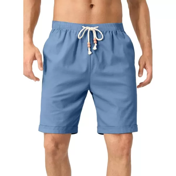 JMIERR Mens Casual 5"/ 7" Cotton Linen Shorts - Elastic Waist Drawstring Summer Beach Golf Shorts with Pockets