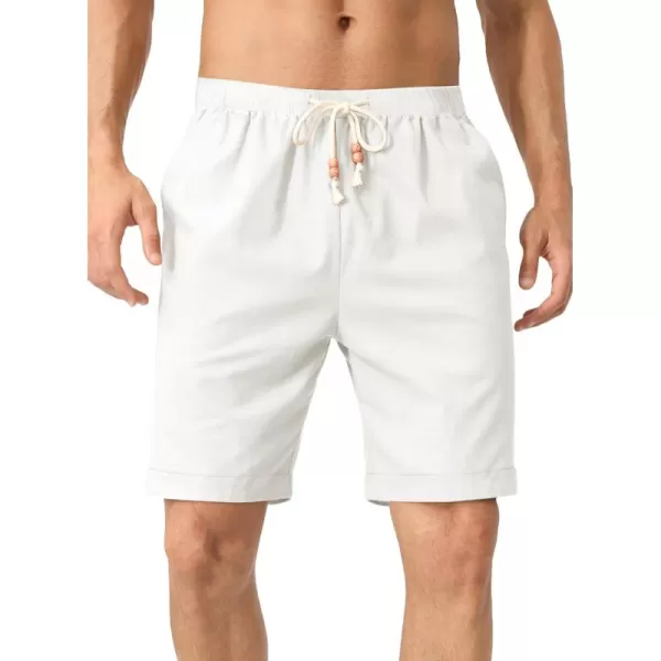 JMIERR Mens Casual 5"/ 7" Cotton Linen Shorts - Elastic Waist Drawstring Summer Beach Golf Shorts with Pockets
