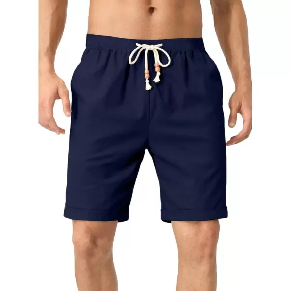 JMIERR Mens Casual 5"/ 7" Cotton Linen Shorts - Elastic Waist Drawstring Summer Beach Golf Shorts with Pockets