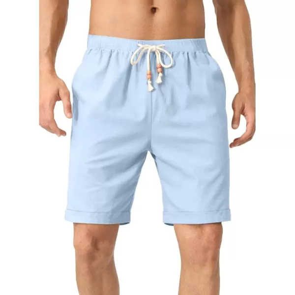 JMIERR Mens Casual 5"/ 7" Cotton Linen Shorts - Elastic Waist Drawstring Summer Beach Golf Shorts with Pockets