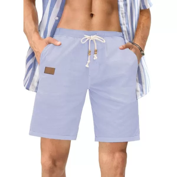JMIERR Mens Casual 5"/ 7" Cotton Linen Shorts - Elastic Waist Drawstring Summer Beach Golf Shorts with Pockets
