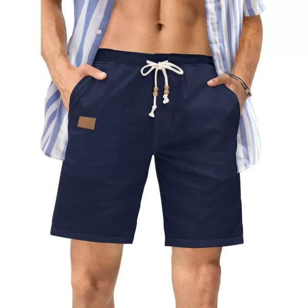 JMIERR Mens Casual 5"/ 7" Cotton Linen Shorts - Elastic Waist Drawstring Summer Beach Golf Shorts with Pockets