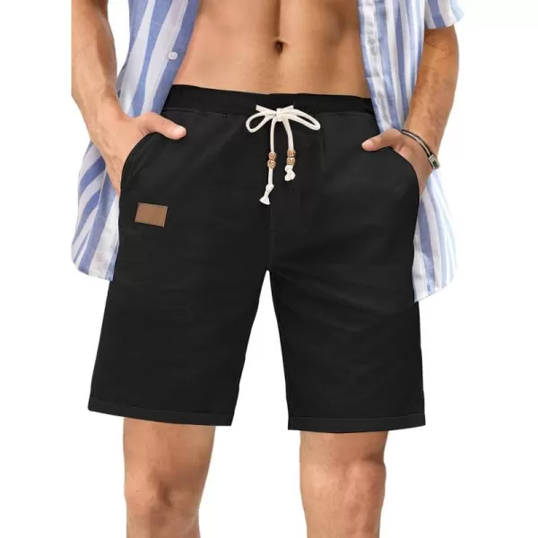 JMIERR Mens Casual 5"/ 7" Cotton Linen Shorts - Elastic Waist Drawstring Summer Beach Golf Shorts with Pockets