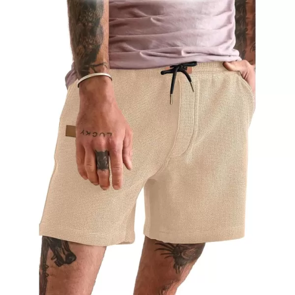 JMIERR Men's Casual 5"/ 7" Shorts Waffle Elastic Waist Drawstring Workout Running Jogging Beach Sweat Shorts with Pockets