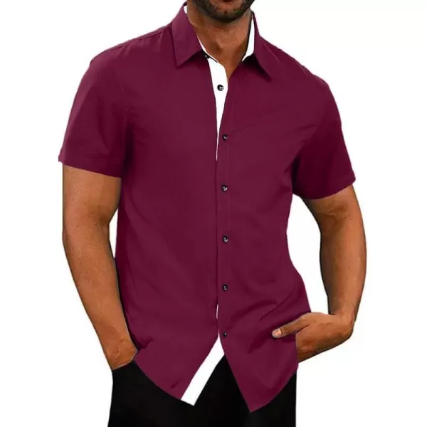 JMIERR Men's Casual Button Down Shirts Wrinkle-Free Short Sleeve Business Dress Shirt