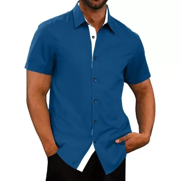 JMIERR Men's Casual Button Down Shirts Wrinkle-Free Short Sleeve Business Dress Shirt